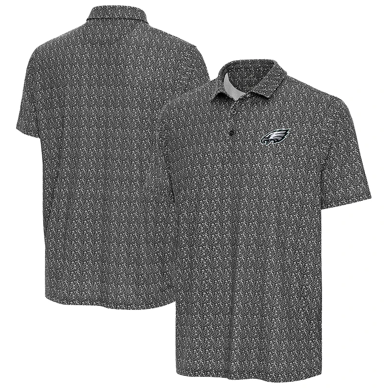 Men's Antigua Black Philadelphia Eagles Botanic Polo