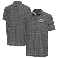 Men's Antigua Black Pittsburgh Steelers Botanic Polo