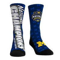 Unisex Rock Em Socks  Navy Michigan Wolverines 2026 NCAA Men's Basketball National Champions Bold Text Crew Socks