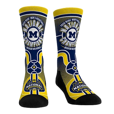 Unisex Rock Em Socks  Navy Michigan Wolverines 2026 NCAA Men's Basketball National Champions Lockup Crew Socks