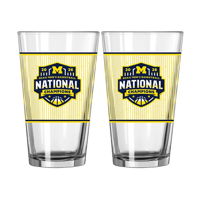 Logo Brands Michigan Wolverines 2026 NCAA Men's Basketball National Champions Two-Piece 16oz. Wrapped Pint Glass Set