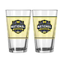 Logo Brands Michigan Wolverines 2026 NCAA Men's Basketball National Champions Two-Piece 16oz. Wrapped Pint Glass Set