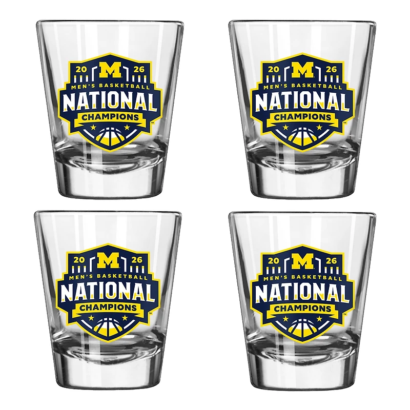 Logo Brands Michigan Wolverines 2026 NCAA Men's Basketball National Champions Four-Piece 2oz. Shot Glass Set