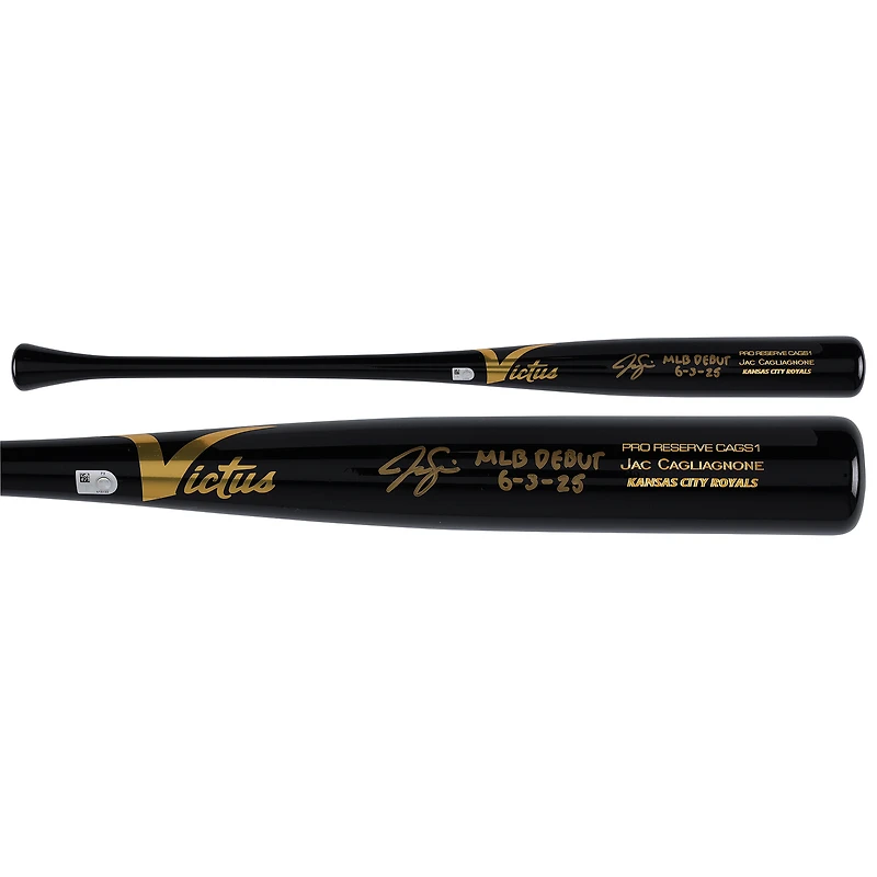 Jac Caglianone Kansas City Royals Autographed Victus Game Model Bat with "MLB Debut 6-3-25" Inscription