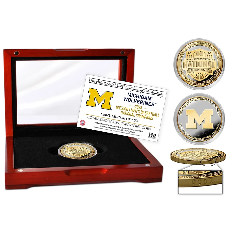 Highland Mint Michigan Wolverines 2026 NCAA Men's Basketball National Champions Two-Tone Coin