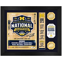 Highland Mint Michigan Wolverines 2026 NCAA Men's Basketball National Champions 15" x 18" Team Force Bronze Two-Coin Photo Mint