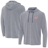 Men's Antigua Heather Navy Washington Nationals Changeover Hoodie