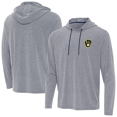 Men's Antigua Heather Navy Milwaukee Brewers Changeover Hoodie