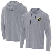 Men's Antigua Heather Navy Milwaukee Brewers Changeover Hoodie