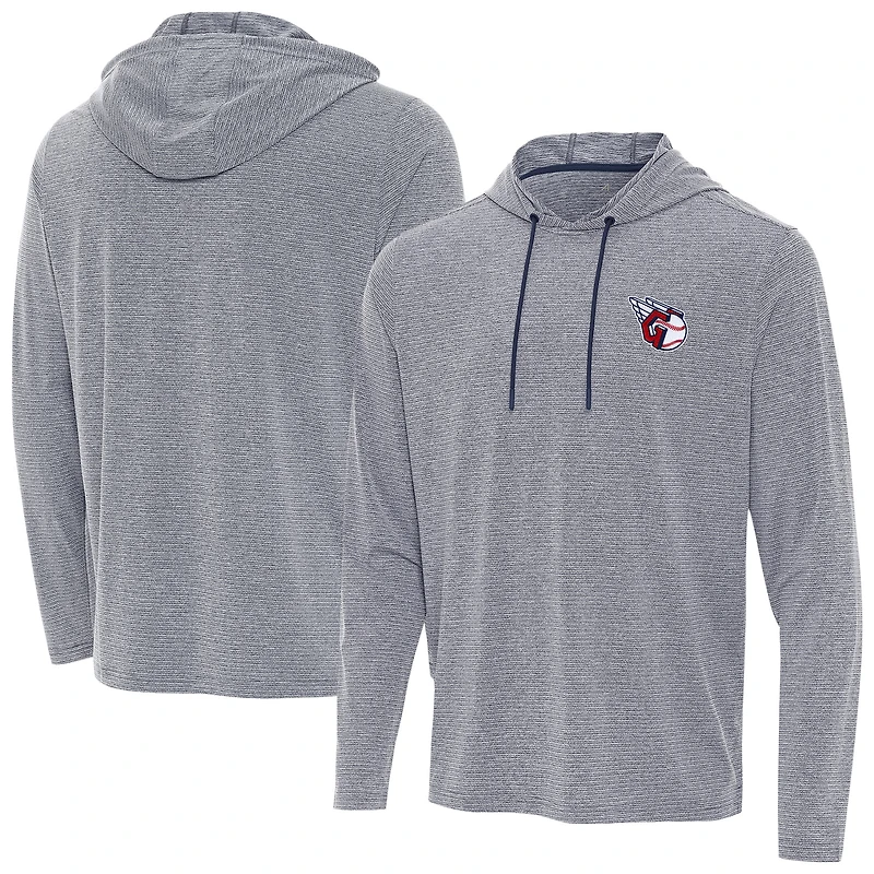 Men's Antigua Heather Navy Cleveland Guardians Changeover Hoodie