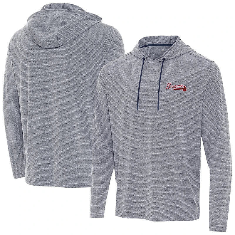 Men's Antigua Heather Navy Atlanta Braves Changeover Hoodie