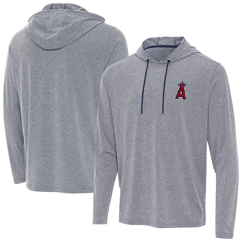 Men's Antigua Heather Navy Los Angeles Angels Changeover Hoodie
