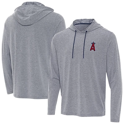 Men's Antigua Heather Navy Los Angeles Angels Changeover Hoodie