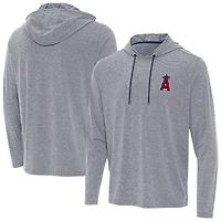 Men's Antigua Heather Navy Los Angeles Angels Changeover Hoodie