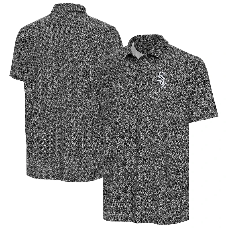 Men's Antigua Black Chicago White Sox Botanic Polo