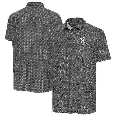 Men's Antigua Black Chicago White Sox Botanic Polo