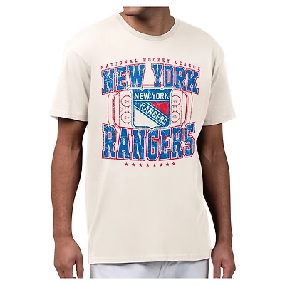 Men's Starter Cream New York Rangers Distressed Rink T-Shirt