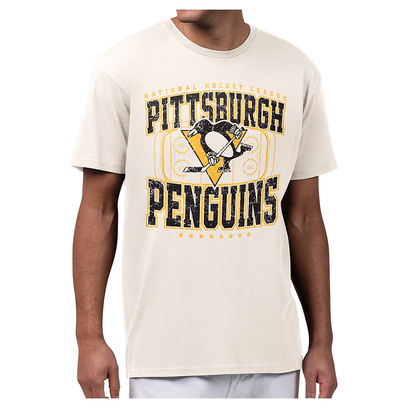 Men's Starter Cream Pittsburgh Penguins Distressed Rink T-Shirt