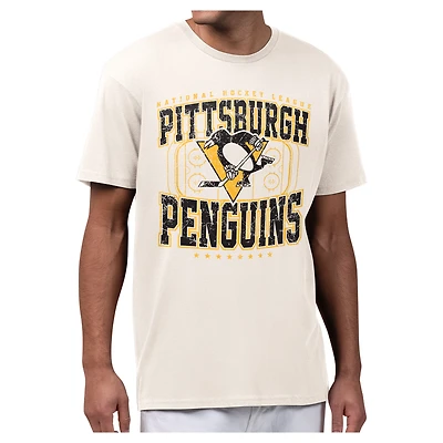 Men's Starter Cream Pittsburgh Penguins Distressed Rink T-Shirt