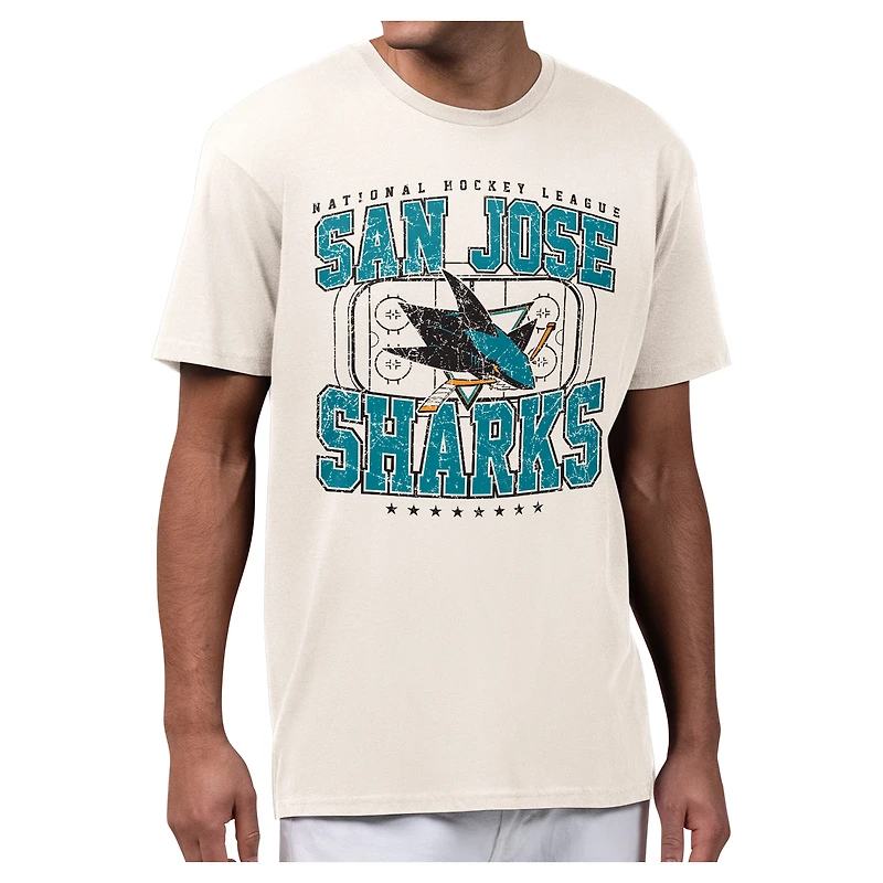 Men's Starter Cream San Jose Sharks Distressed Rink T-Shirt