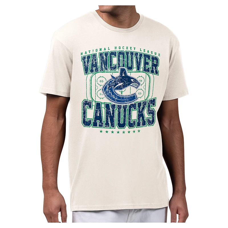 Men's Starter Cream Vancouver Canucks Distressed Rink T-Shirt