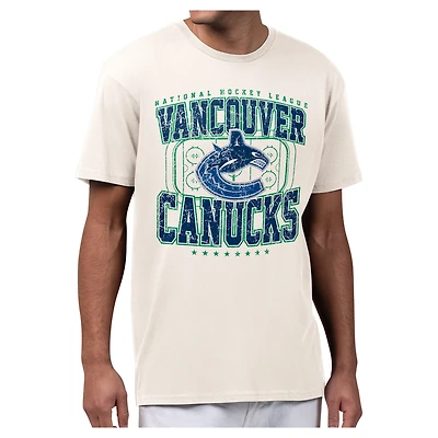 Men's Starter Cream Vancouver Canucks Distressed Rink T-Shirt