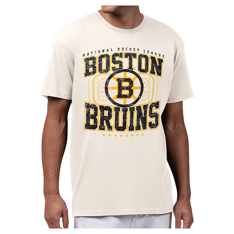 Men's Starter Cream Boston Bruins Distressed Rink T-Shirt