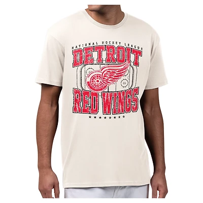 Men's Starter Cream Detroit Red Wings Distressed Rink T-Shirt