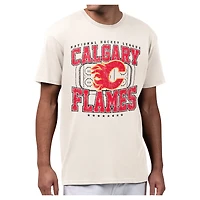Men's Starter Cream Calgary Flames Distressed Rink T-Shirt