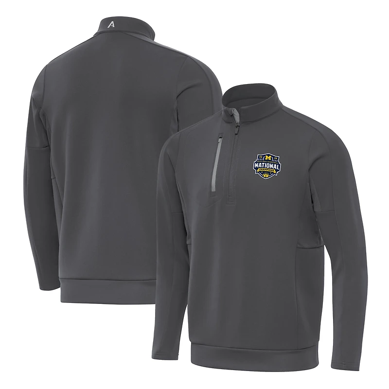 Men's Antigua  Gray Michigan Wolverines 2026 NCAA Men's Basketball National Champions Generation Quarter-Zip Pullover