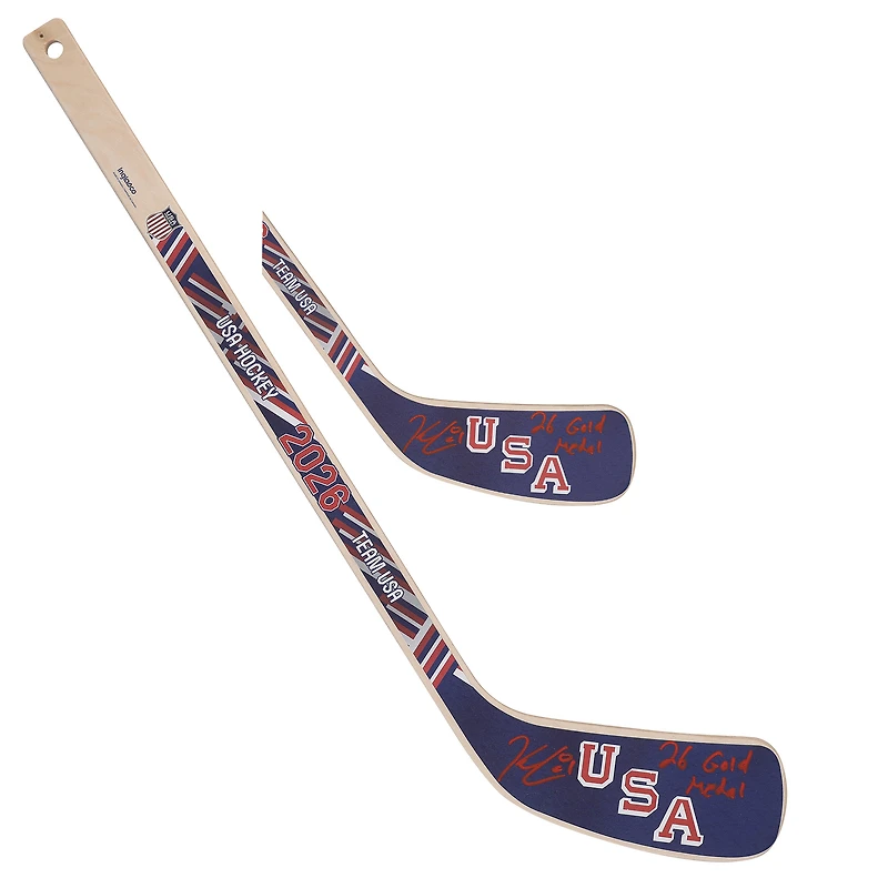 Kyle Connor Team USA Autographed 2026 Winter Olympics Mini Wood Stick with "26 Gold Medal" Inscription