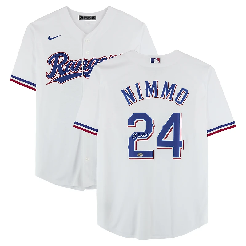 Brandon Nimmo Texas Rangers Autographed White Nike Replica Jersey