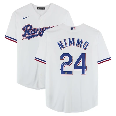 Brandon Nimmo Texas Rangers Autographed White Nike Replica Jersey