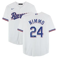Brandon Nimmo Texas Rangers Autographed White Nike Replica Jersey