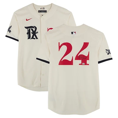 Brandon Nimmo Texas Rangers Autographed Cream Nike City Connect Limited Jersey