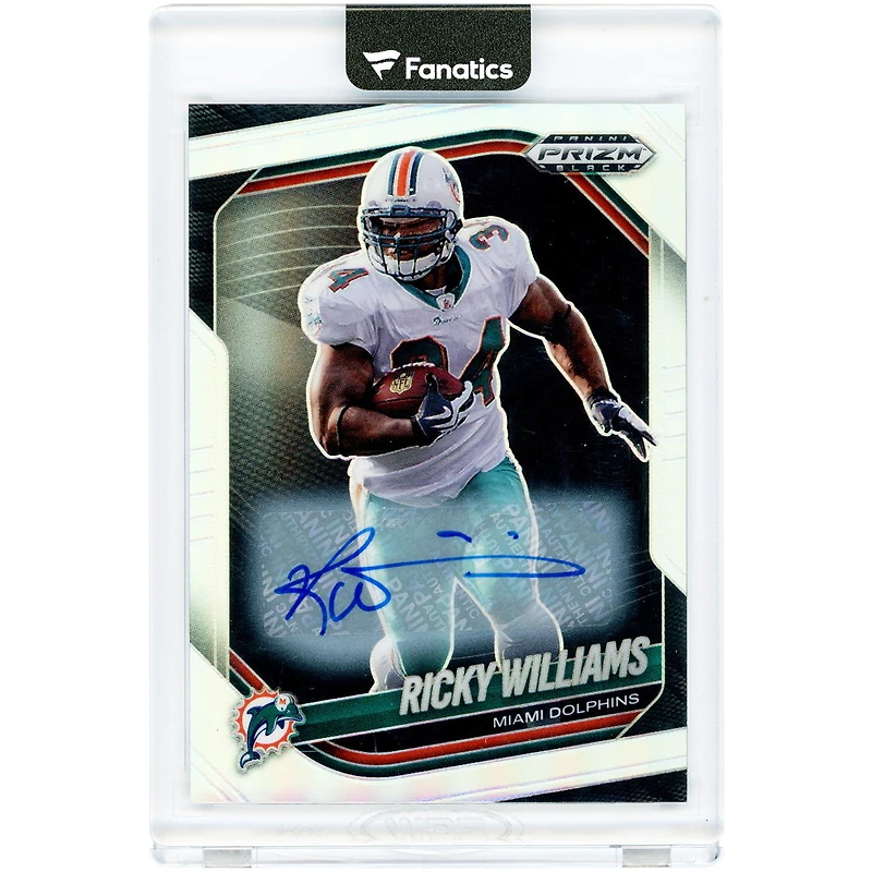 Ricky Williams Miami Dolphins Autographed 2025 Panini Prizm Black Silver Prizm #84 Card