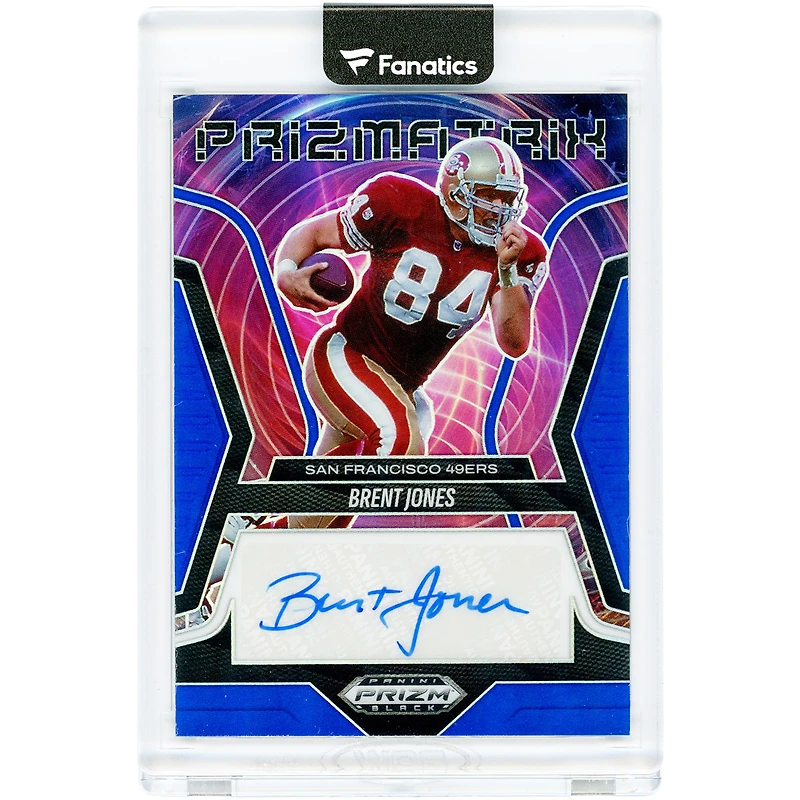 Brent Jones San Francisco 49ers Autographed 2025 Panini Prizm Black Blue Prizm Prizmatrix Signatures #PS-BJS #45/49 Card