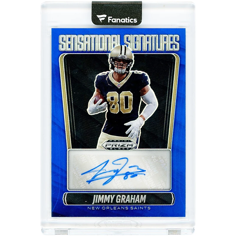 Jimmy Graham New Orleans Saints Autographed 2025 Panini Prizm Black Blue Prizm Sensational Signatures #SS-JGM #49/49 Card