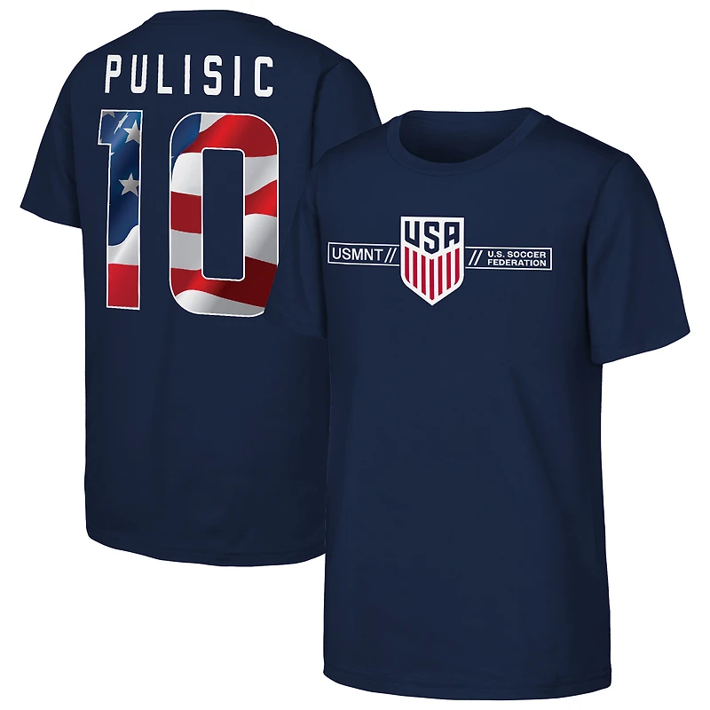 Youth Outerstuff Christian Pulisic Navy USMNT Full Flag Name & Number T-Shirt