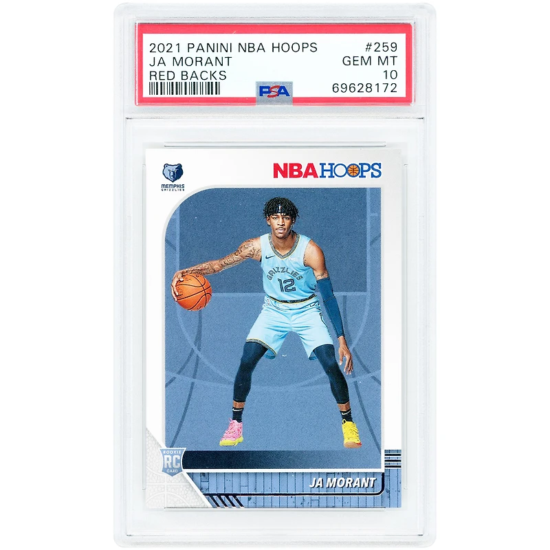 Ja Morant Memphis Grizzlies 2019-20 Panini NBA Hoops Red Backs #259 PSA Authenticated 10 Rookie Card