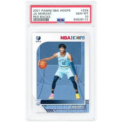 Ja Morant Memphis Grizzlies 2019-20 Panini NBA Hoops Red Backs #259 PSA Authenticated 10 Rookie Card