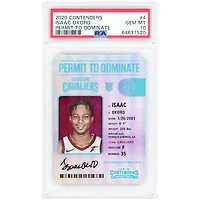 Isaac Okoro Cleveland Cavaliers 2020-21 Panini Contenders Permit To Dominate #4 PSA Authenticated 10 Rookie Card