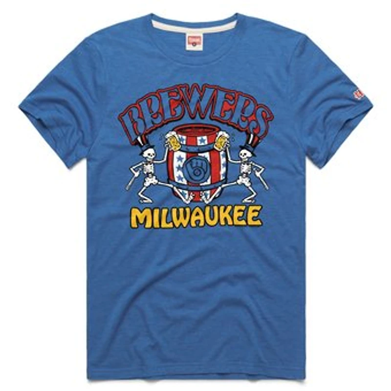 Unisex Homage  Royal Milwaukee Brewers MLB x Grateful Dead x Americana Tri-Blend T-Shirt