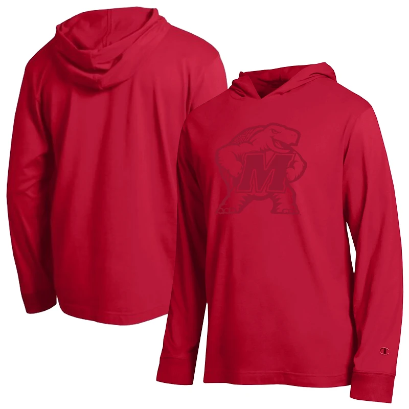 Men's Champion Red Maryland Terrapins Tonal All Star Long Sleeve Hooded T-Shirt