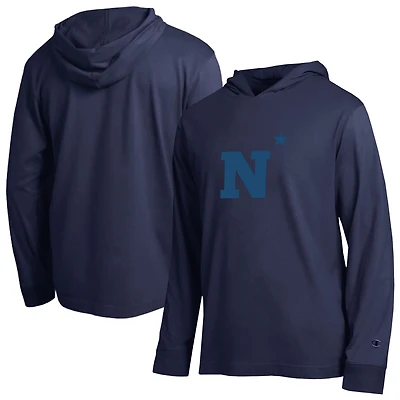 Men's Navy Champion Navy Midshipmen Tonal All Star Long Sleeve Hooded T-Shirt