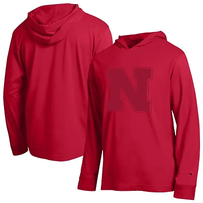 Men's Champion  Scarlet Nebraska Huskers Tonal All Star Long Sleeve Hooded T-Shirt