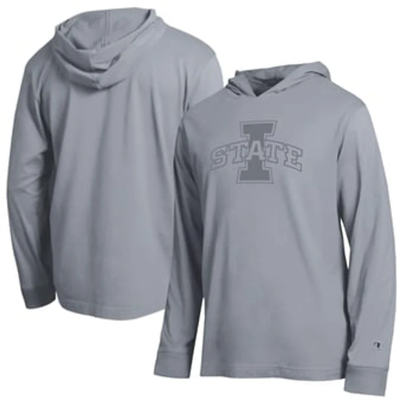 Men's Champion  Gray Iowa State Cyclones Tonal All-Star Long Sleeve Hooded T-Shirt
