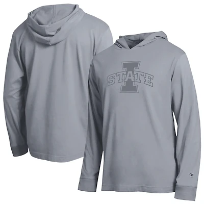 Men's Champion Gray Iowa State Cyclones Tonal All-Star Long Sleeve Hooded T-Shirt