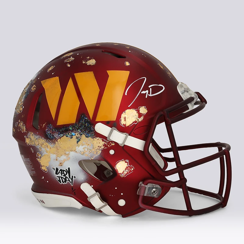 Jayden Daniels Washington Commanders Autographed Riddell Speed Authentic Helmet - Art by Lady JDay - Limited Edition #1/1 - HH98516505