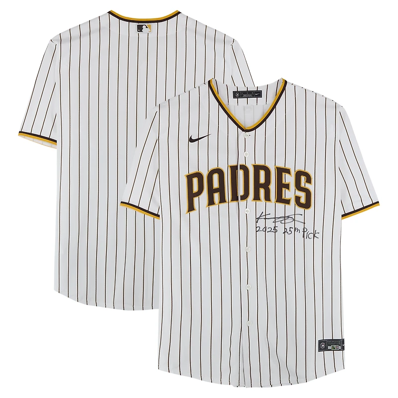 Kruz Schoolcraft San Diego Padres Autographed White Nike Replica Jersey with "2025 25th Pick" Inscription